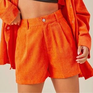 NWT Chic High Waist Orange Corduroy Shorts